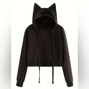 🐈‍⬛ black cat ear cropped hoodie 🐈‍⬛
